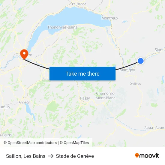 Saillon, Les Bains to Stade de Genève map