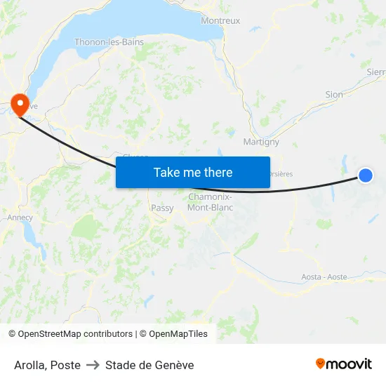 Arolla, Poste to Stade de Genève map