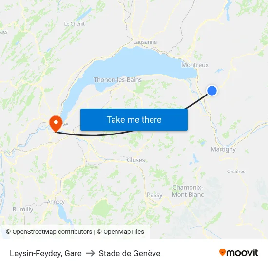 Leysin-Feydey, Gare to Stade de Genève map