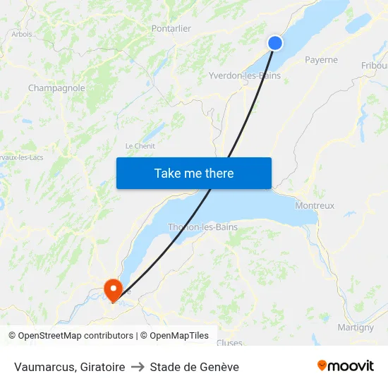 Vaumarcus, Giratoire to Stade de Genève map