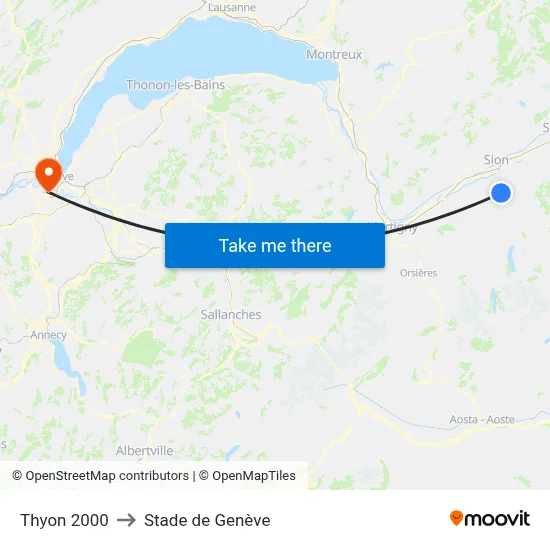 Thyon 2000 to Stade de Genève map