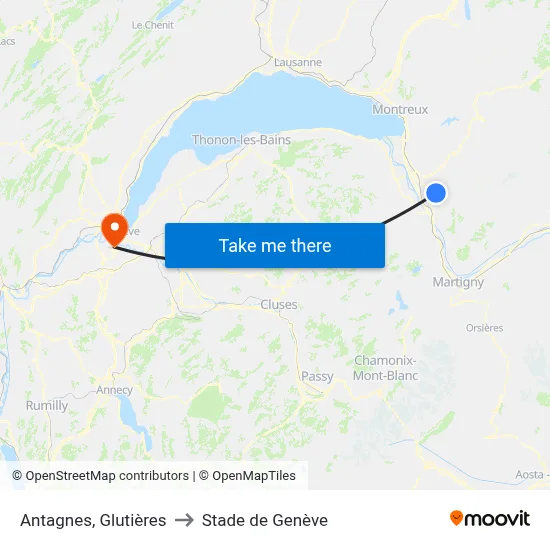 Antagnes, Glutières to Stade de Genève map