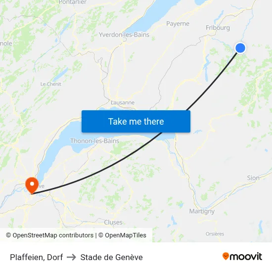 Plaffeien, Dorf to Stade de Genève map