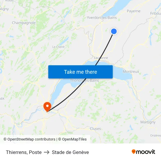 Thierrens, Poste to Stade de Genève map