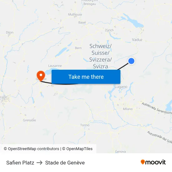 Safien Platz to Stade de Genève map