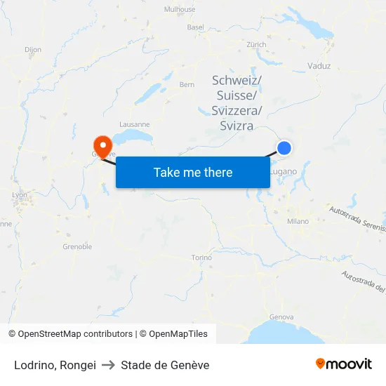 Lodrino, Rongei to Stade de Genève map