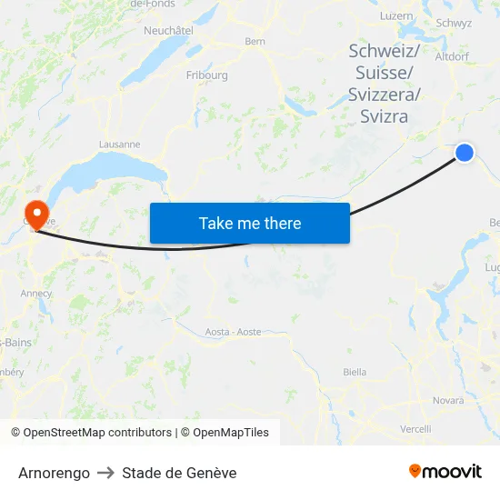 Arnorengo to Stade de Genève map