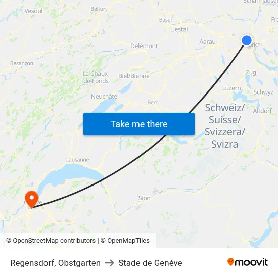 Regensdorf, Obstgarten to Stade de Genève map