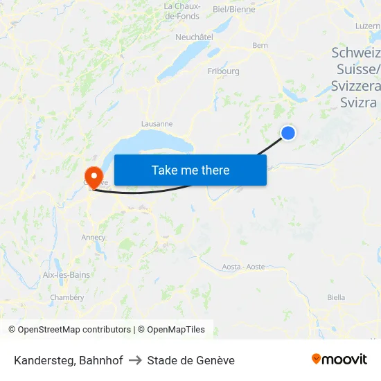 Kandersteg, Bahnhof to Stade de Genève map