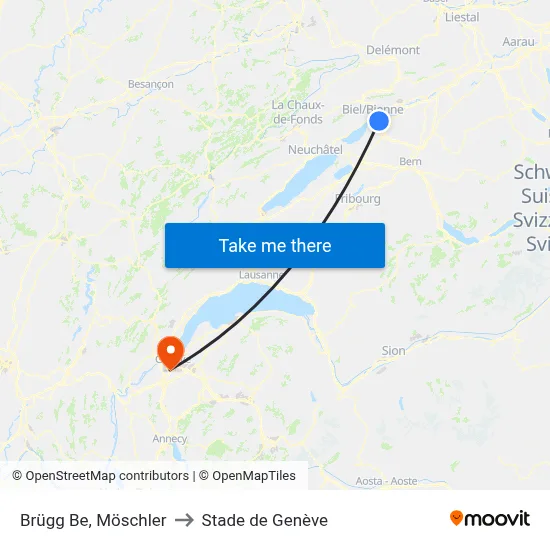 Brügg Be, Möschler to Stade de Genève map