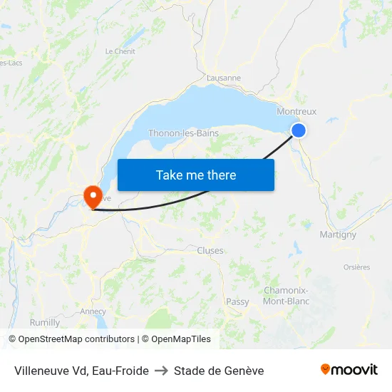 Villeneuve Vd, Eau-Froide to Stade de Genève map