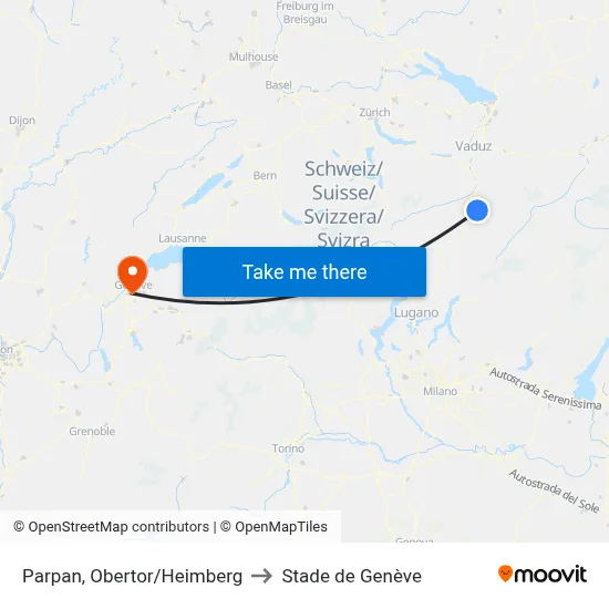 Parpan, Obertor/Heimberg to Stade de Genève map