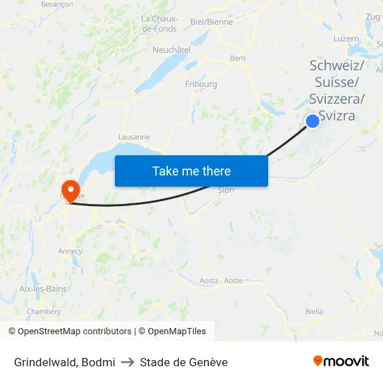 Grindelwald, Bodmi to Stade de Genève map