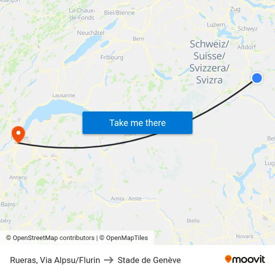 Rueras, Via Alpsu/Flurin to Stade de Genève map