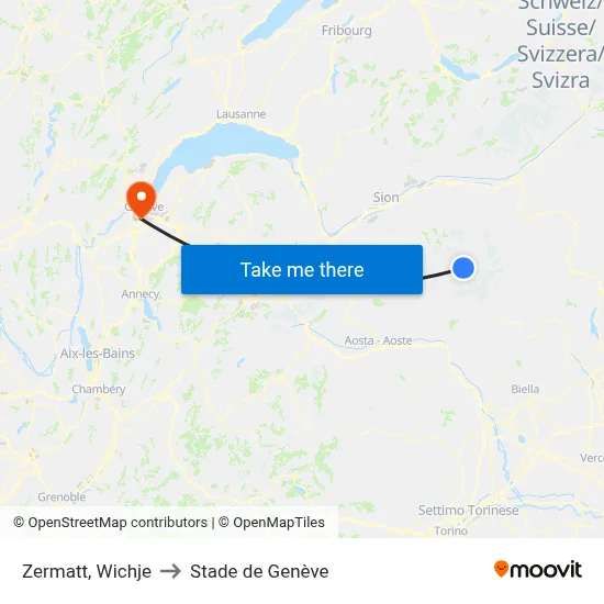 Zermatt, Wichje to Stade de Genève map
