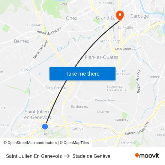 Saint-Julien-En-Genevois to Stade de Genève map