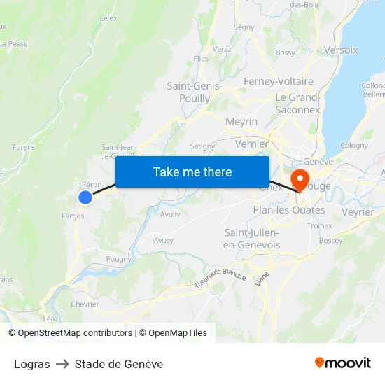 Logras to Stade de Genève map