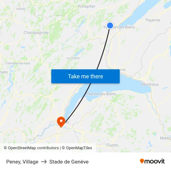 Peney, Village to Stade de Genève map