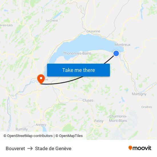 Bouveret to Stade de Genève map