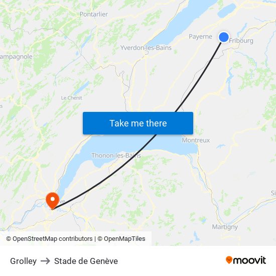 Grolley to Stade de Genève map