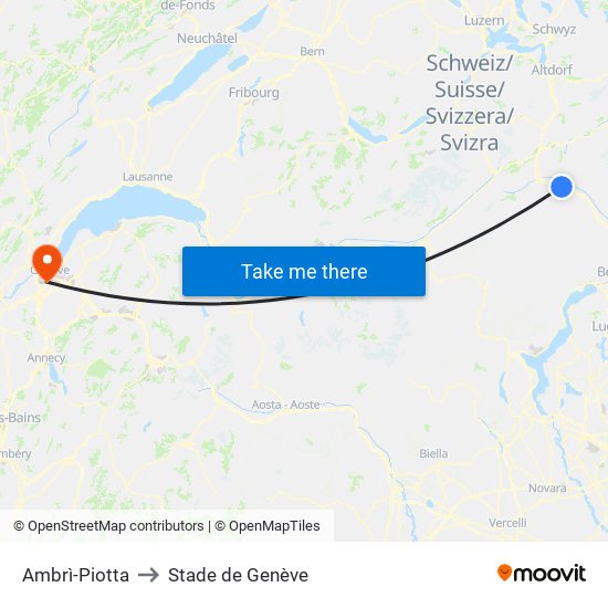 Ambrì-Piotta to Stade de Genève map