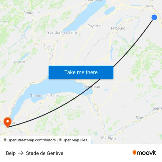 Belp to Stade de Genève map
