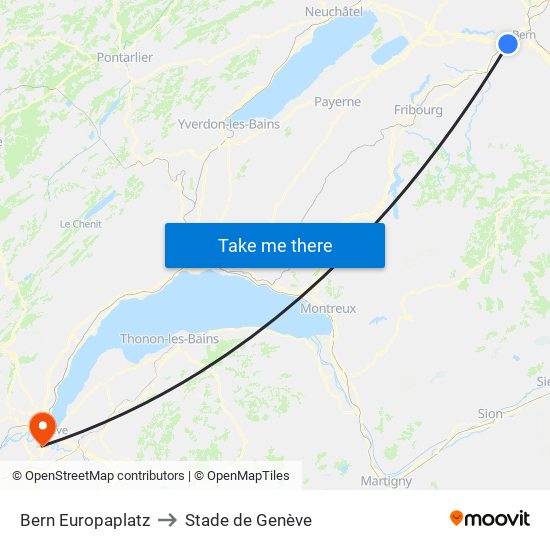 Bern  Europaplatz to Stade de Genève map