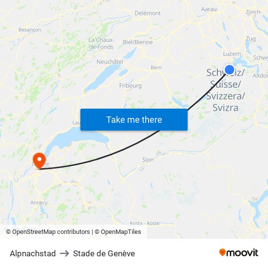Alpnachstad to Stade de Genève map