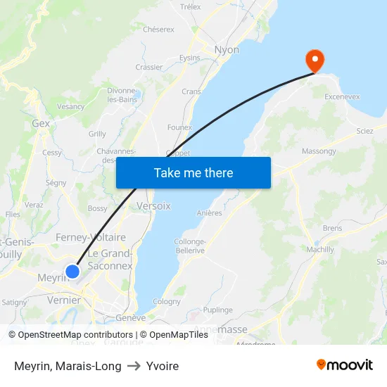 Meyrin, Marais-Long to Yvoire map