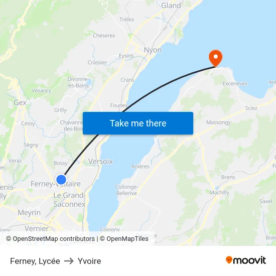 Ferney, Lycée to Yvoire map