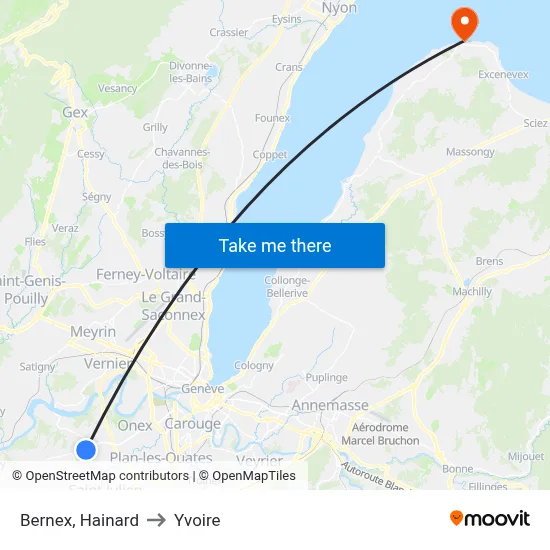 Bernex, Hainard to Yvoire map