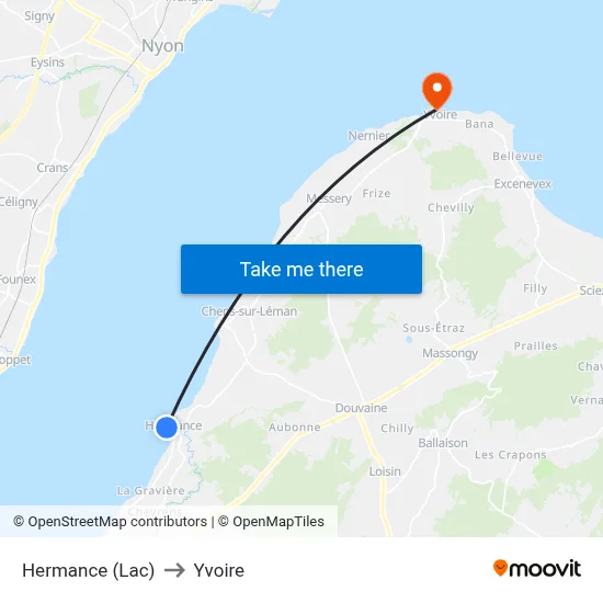 Hermance (Lac) to Yvoire map