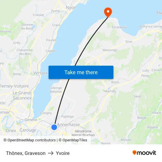 Thônex, Graveson to Yvoire map