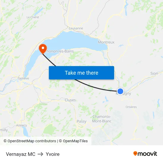 Vernayaz MC to Yvoire map