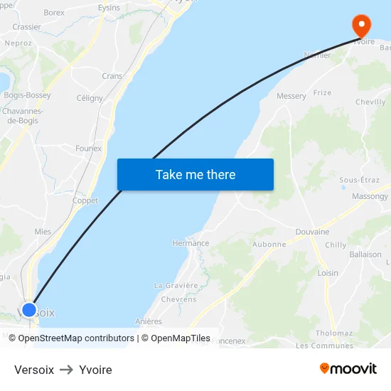 Versoix to Yvoire map