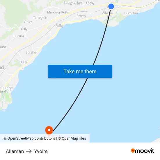 Allaman to Yvoire map
