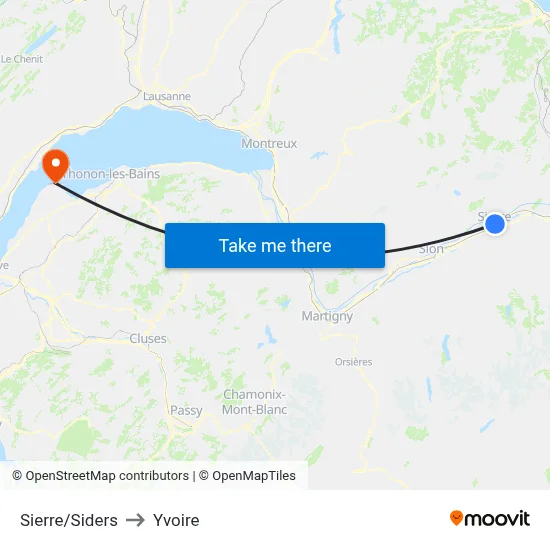 Sierre/Siders to Yvoire map