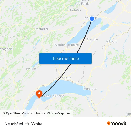 Neuchâtel to Yvoire map