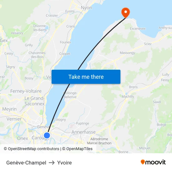 Genève-Champel to Yvoire map