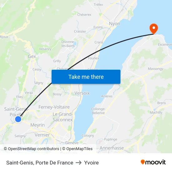 Saint-Genis, Porte De France to Yvoire map