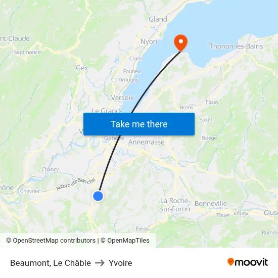 Beaumont, Le Châble to Yvoire map