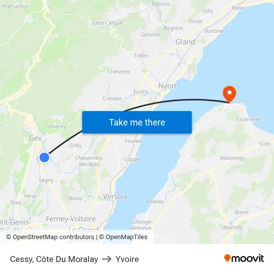 Cessy, Côte Du Moralay to Yvoire map