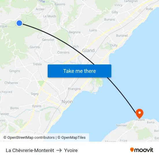La Chèvrerie-Monterêt to Yvoire map