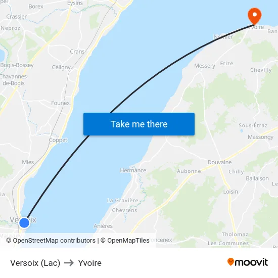 Versoix (Lac) to Yvoire map
