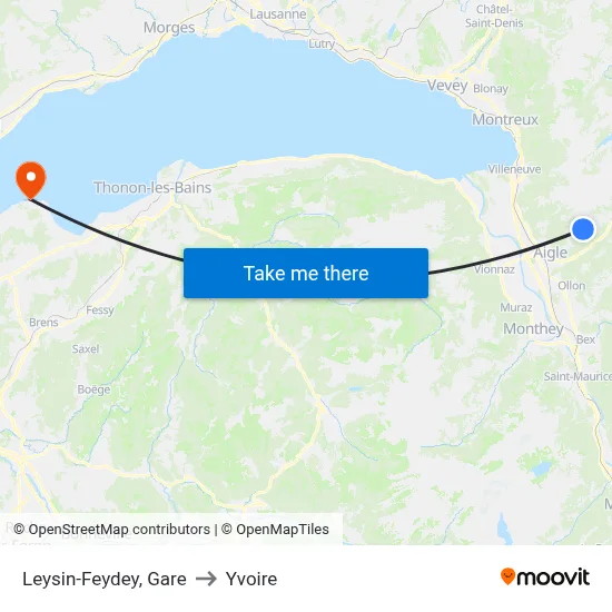 Leysin-Feydey, Gare to Yvoire map