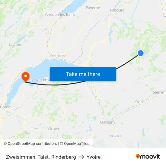 Zweisimmen, Talst. Rinderberg to Yvoire map