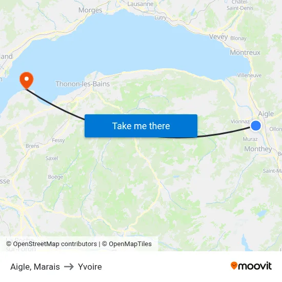 Aigle, Marais to Yvoire map