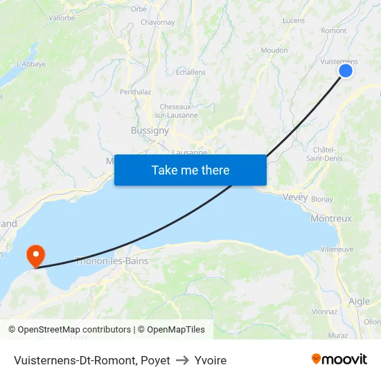 Vuisternens-Dt-Romont, Poyet to Yvoire map