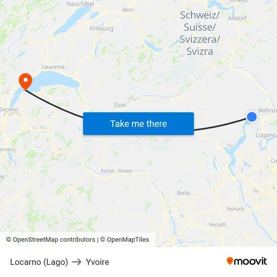 Locarno (Lago) to Yvoire map