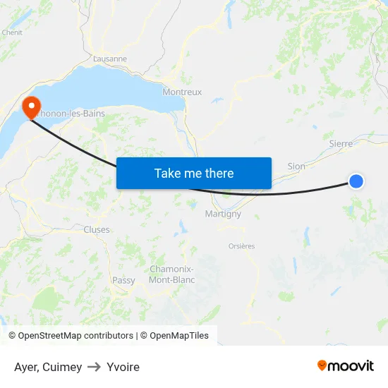 Ayer, Cuimey to Yvoire map